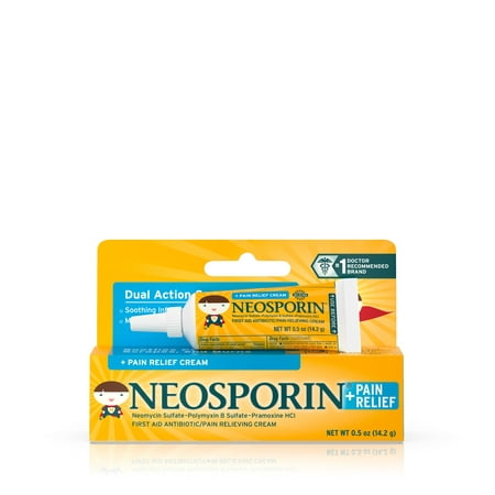 (2 pack) Neosporin First Aid Antibiotic + Pain Relief Cream For Kids,.5 (Best Otc Antibiotic Cream)