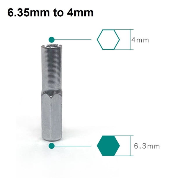Adaptador de transductor hexagonal de 6,35 mm a 4 mm con enchufe magnético para brocas de destornillador