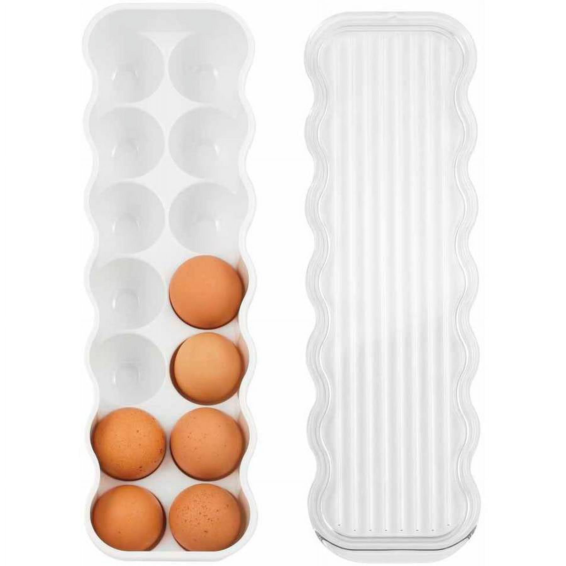 InterDesign Covered Egg Holder, 14 Eggs, White/Clear
