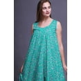 thumbnail image 4 of Bimba Turquoise Green2 Leaves Colorful Cotton Nightgowns For Women Mid-Calf Printed Sleepwear Night Dress XXX-Large, 4 of 6