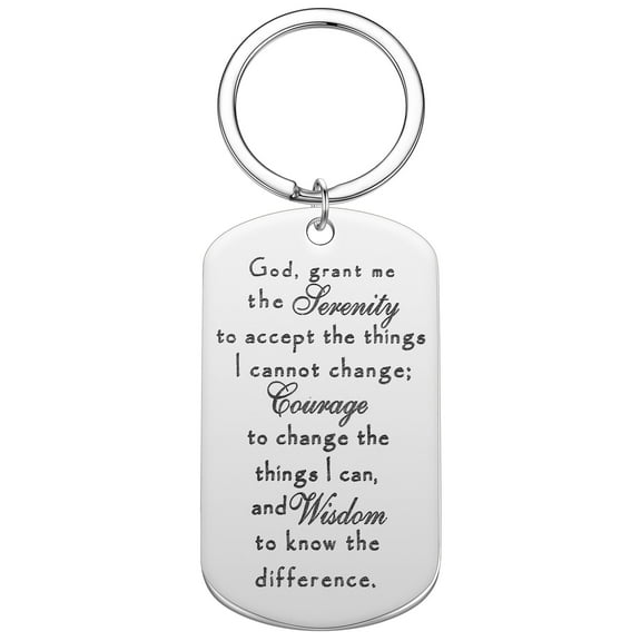 Christian Keychain Religious Jewelry God Grant Me The Serenity Prayer Inspirational Keyring Stainless Steel Key Chain