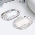 thumbnail image 4 of Jabonera con drenaje de acero inoxidable, soporte para jabonera de doble capa para baño y cocina (1 unidad, plateado), 4 of 5