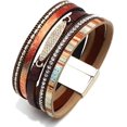 thumbnail image 1 of HSHDLDF Women Sparkling Multi Strand Leather Wrap Bracelet Multicolor Stackable Bohemian Braided Bracelets Cuff Bangle Wristband Handmade Jewelry, 1 of 5