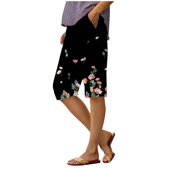 Trendfront Womens Solid Color Casual Shorts Pull On High Waisted Elastic Drawstring Waist Side Pockets Relaxed Fit Summer Bottoms