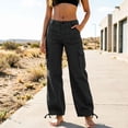 thumbnail image 3 of Idoravan Womens Cargo Pants Straight Leg Women's Outdoor Work Straight-Leg Cargo Pants with Multiple Pockets and Drawstring Hem, 3 of 7