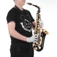 thumbnail image 3 of Muslady Eb Alto Saxophone Sax Brass Lacquered Gold 82Z Key Type Woodwind Instrument with Padded Carry Case Gloves Cleaning Cloth Brush Sax Straps Reeds, 3 of 7