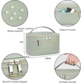thumbnail image 6 of Travel Makeup Bag, Portable Cosmetic Bags Make Up Organizer for Women with Handle, Men Toiletry bag for Brushes, PU Leather, for Gift, Green, 6 of 8