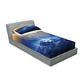 thumbnail image 2 of Ambesonne Nature Fitted Sheet & Pillow Sham Set, Big Bolt Hits Planet, Twinxl, Yellow Blue, 2 of 2