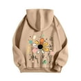 thumbnail image 4 of Dvprdro Women's Trendy Floral Printed Sweatshirts Casual Fashion Long Sleeve Oversized Hooded Sweatshirt Lightweight Comfortable Hoodie Blouse Tops Khaki XL, 4 of 5