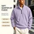 thumbnail image 6 of Domuza Mens Quarter Zip Lapel Collar Pullover Casual Lightweight Fleece Solid Color Comfort Soft Sweatshirt, 6 of 7
