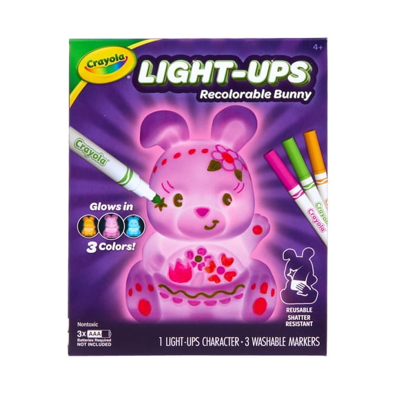 Crayola Light-Ups Bunny, Light Up Toy Bunny, Reusable Coloring Toy, Easter Basket Essentials. Toy for Kids, Bunny Decor, 4