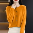thumbnail image 2 of BODOAO Cardigan Sweaters for Women 2025 Lightweight Knit Cardigan Long Sleeve Crew Neck Button Down Fall Outerwear Cardigans for Women Sweaters for Women Button Front Long Sleeve Cardigan Orange L, 2 of 6