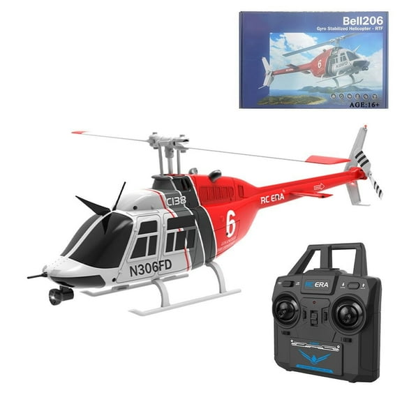 C138 Bell206 RC Helicopter, 1:33 Scale, 2.4G 6CH RTF Single Propeller Aileron Free, Six-axis Gyroscope, Modular Battery, One-Touch Function for Adults & Hobbyists