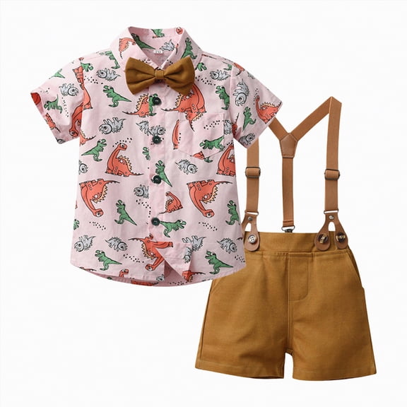 Toddler Clothes for Boys Baby Boy Dinosaur Print Outfits Kids Spring Summer Cotton Printed Sleeveless Running Suit 18-24 Months 2t 3t 4t 5t 6t Pants Set T-Shirt Pocket Short 2 Piece