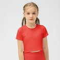 thumbnail image 5 of Qingpeng Girls Short Sleeve Crop Tops Kids Summer Dance Cropped Solid T-Shirts, 5 of 7