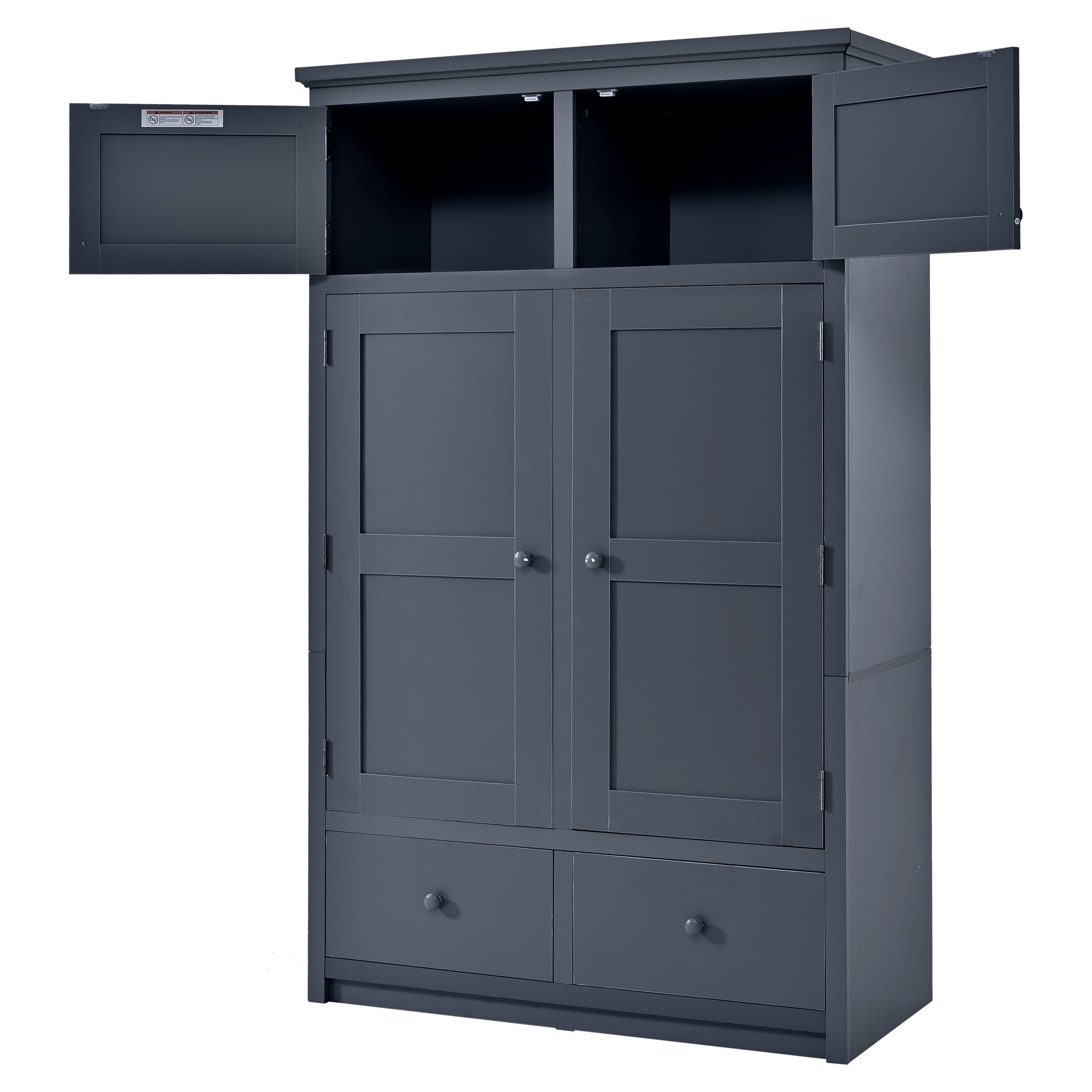 Euroco 74.8" Tall Kitchen Pantry Cabinet with 6 Drawers, Freestanding Storage Cabinet with 8 Door Shelves & 4 Pull-out Trays, Kitchen Hutch Cabinet for Dining Room,Grey