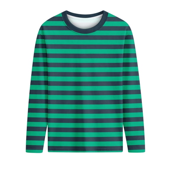 DxhmoneyHX Girls Striped Long Sleeve Shirts Basic Crew Neck Color Block Tunic Tee Tops Summer Vacation Lounge Blouse Age 3-14 Years