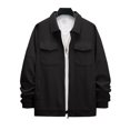 thumbnail image 3 of ZCFZJW Men's Button Down Waffle Shirt Jacket Casual Solid Color Long Sleeve Shacket Lightweight Overshirts with Flap Pockets Black XL, 3 of 8