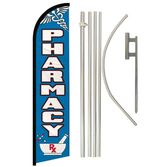 Pharmacy Windless Banner Flag & Pole Kit