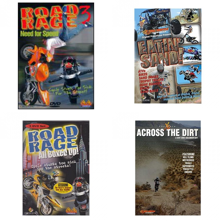 Auto, Truck & Cycle Extreme Stunts & Crashes 4 Pack DVD Bundle: Road Rage Vol. 3 - Need for Speed, Eatin Sand!, Road Rage: All Boxed Up Vols. 1-3, Across the Dirt: A Dirt Bike Documentary
