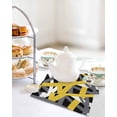 thumbnail image 4 of Yellow Black Geometric Kitchen Dish Towels for Drying Dishes Set of 3, Modern Art Abstract Grey Line Waffle Weave Microfiber Hand Tea Bathroom Towels Quick Dry & Absorbent Towel 12x12, 4 of 7