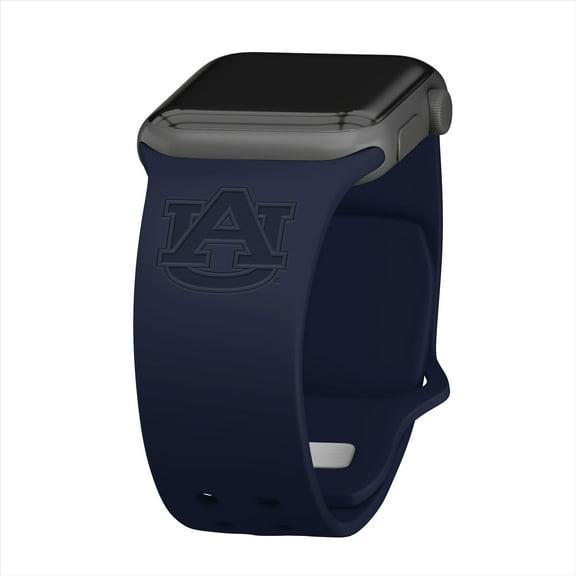 Auburn Engraved Silicone Unisex Watch Band for Apple Watch - 42/44/45/49mm(46mm Series 10/11) Navy by Affinity Bands