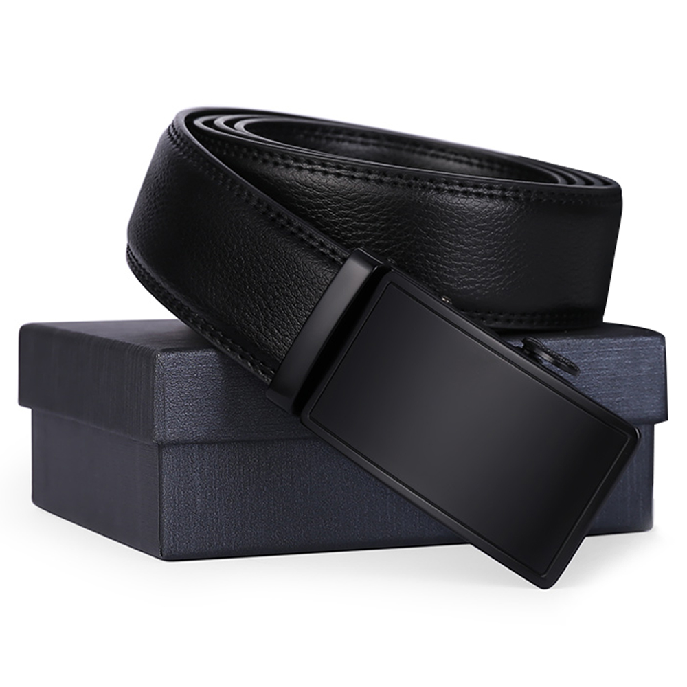SENDEFN Men's Leather Belt with Ratchet Buckle, Black photo 3