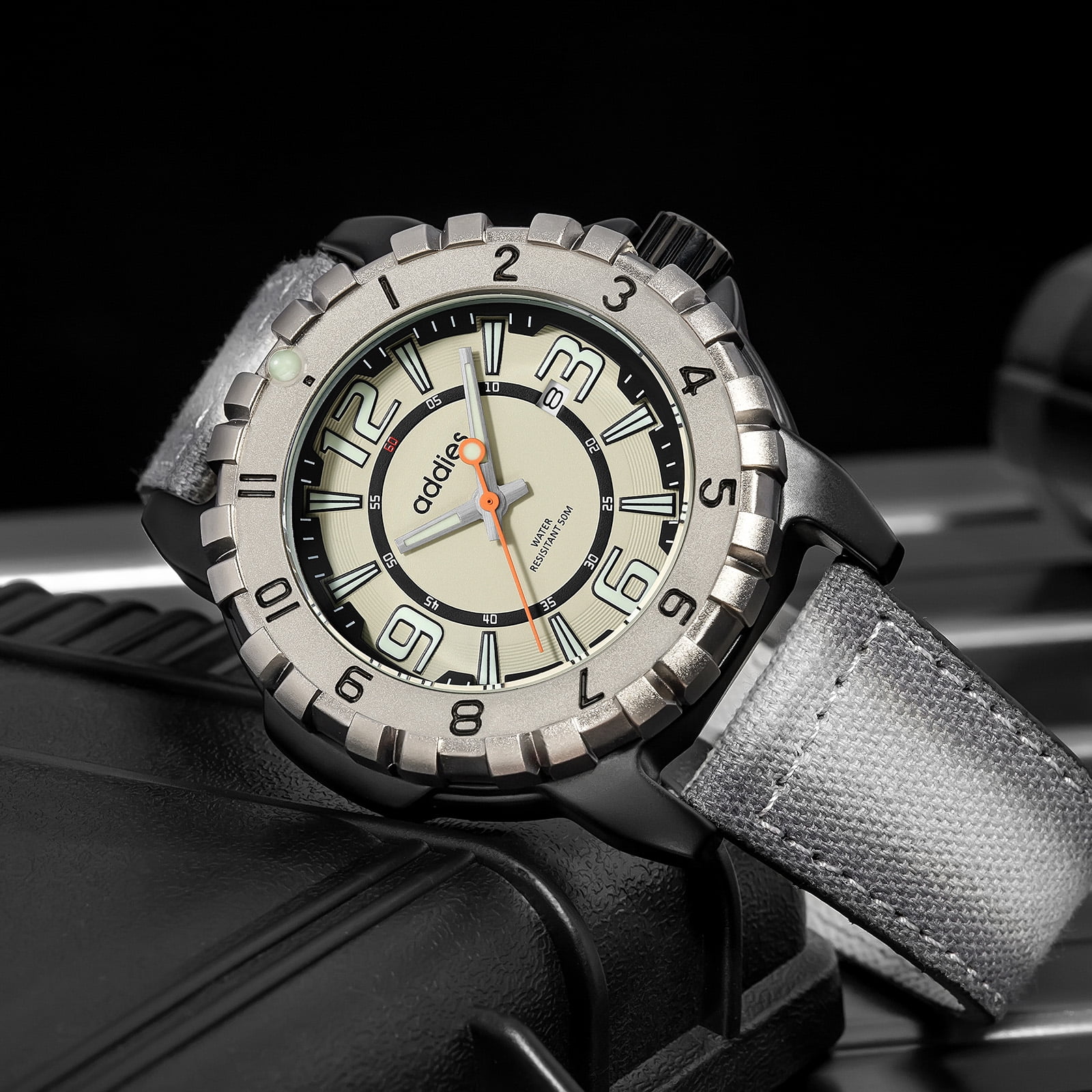 ADDIES Men's Analog Quartz Watch 50M Water Resistant Luminous Dive Style Sport Watch for Outdoor, Swimming, Daily Use