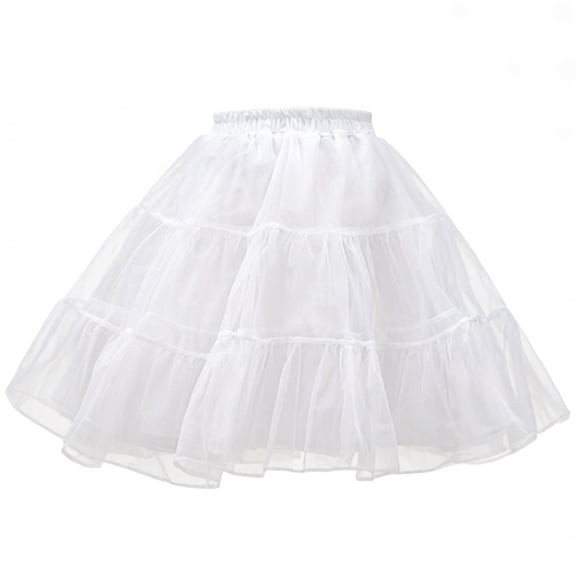 CYYPLAS Women's 50s Vintage Petticoat White A-line Underskirt Crinoline Rockabilly Tutu Skirt Small-Medium