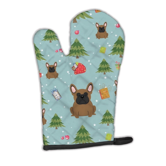 Christmas French Bulldog Brown Oven Mitt
