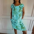 thumbnail image 2 of Tosmy Summer Dress Women's Cotton Linen Crew Neck Printed Dress Needream Dresses Needream Cotton Linen Round For Women 2024, 2 of 8