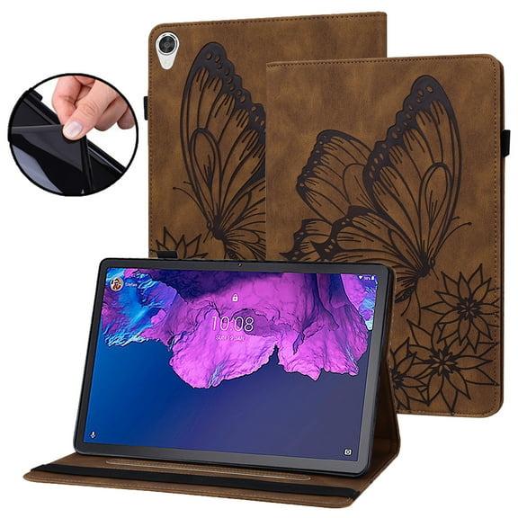 Dteck Case for Lenovo Tab P11 (2021) TB-J606F TB-J606X 11" With Elastic Band Shockproof Premium PU Leather Folio Stand Case Shell with Card Holder Multi-Angle View for 11 inch Lenovo Tab P11,Brown