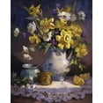 thumbnail image 2 of Johnston, Maxine 12x14 White Modern Wood Framed Museum Art Print Titled - Daffodils and Lace, 2 of 4