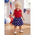thumbnail image 6 of BemeyourBBs Toddler Baby Girl 4th of July Outfit I Love USA Patriot Independence Day Outfit Infant Baby Girl Summer Clothes Sleeveless Lapel Ribbed Tank Tops Star Heart Print Pleated Skirt Set, 6 of 9
