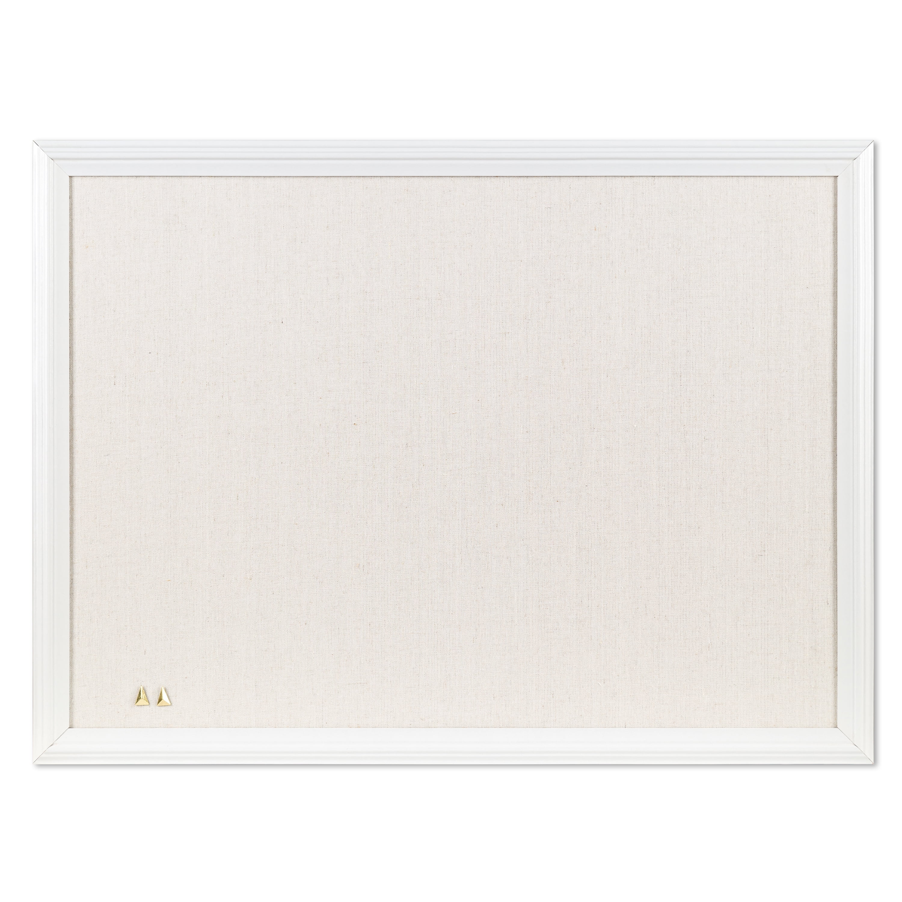 U Brands Linen Bulletin Board, 23" x 17", Natural Linen, White Decor