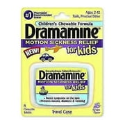 Dramamine Motion Sickness Relief for Kids Travel Case Grape Flavors, 6-Pack