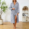 thumbnail image 2 of HBGVBA Hooded Flannel Robe for Women,Solid Bathrobe with Pockets,Cozy Loungewear Sleepwear, 2 of 5