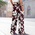 thumbnail image 7 of WTOBBY Women's Summer Floral Print Wide Leg Palazzo Pants with High Waist Elastic Drawstring Side Pockets and Casual Design for Everyday Wear ,Wine S, 7 of 7