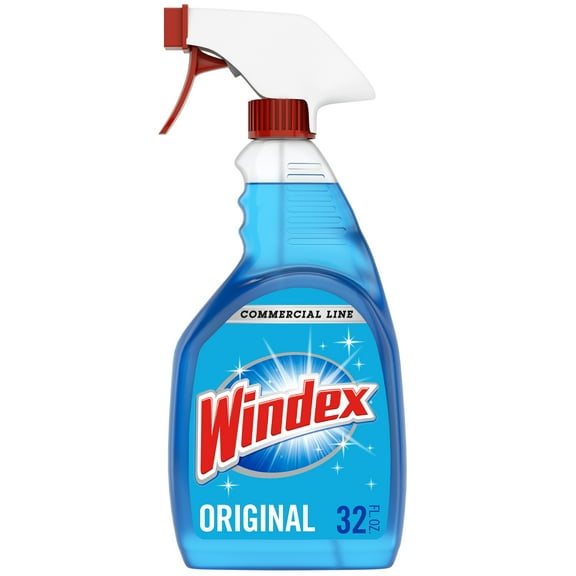 Windex Commercial Line Glass Cleaner Trigger Bottle, Blue Original, 32 fl oz