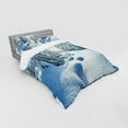 thumbnail image 3 of Ambesonne Winter Bedding Set 3 Pcs, Blue Sky Tree Footprints, Twin, Blue White, 3 of 3