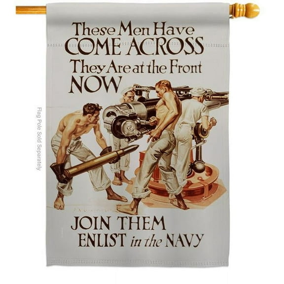 US Brotherhood H183034-BO 28 x 40 in. Join Them Enlist House Flag with Armed Forces Navy Double-Sided Decorative Vertical Flags Decoration Banner Garden Yard Gift