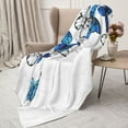 thumbnail image 3 of Disketp Blue Flying Butterflies Cozy Flannel Fleece Throw Blanket: Has a velvety texture for All Seasons - Perfect for Women, Men, & Kids"80"x60", 3 of 6