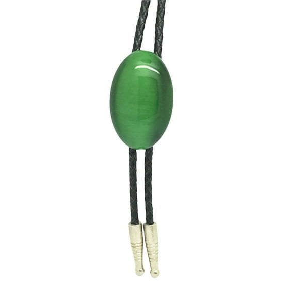 Aellinatey Western Cats Eye Green Stone Necklace Bolo Tie Jewelry Shirt Collar Necktie