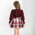 thumbnail image 5 of Toddler Kids Girl Clothes Casual Skirt Set Solid Turtleneck Knit Sweater Plaid Mini Skirt 2Pcs Fall Winter Outfits, 5 of 13
