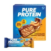 Pure Protein Bars, High HHA1 Protein, Nutritious Snacks to Support Energy, Low Sugar, Gluten Free, Chocolate Peanut Butter, 1.76oz, 12 Count (Packaging May Vary)