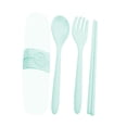 thumbnail image 4 of 3PCs/Set Wheat Straw Cutlery Dinnerware Mini Outdoors Portable Portable travel tableware Travel Candy Color Tableware Student Kids Kitchen Tool, 4 of 4