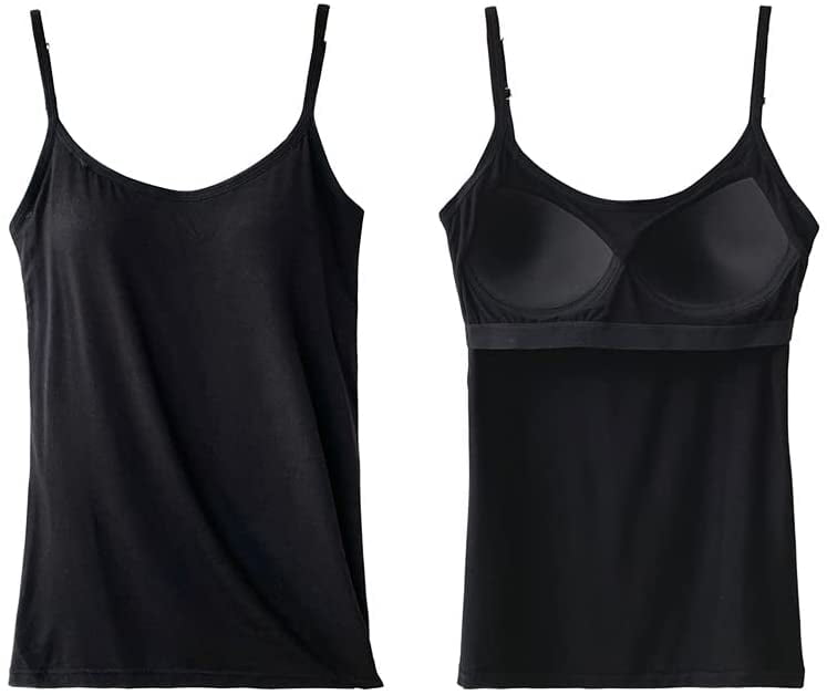 "Tank with Builtin Bra,Adjustable Strap Stretch Cotton Camisole with