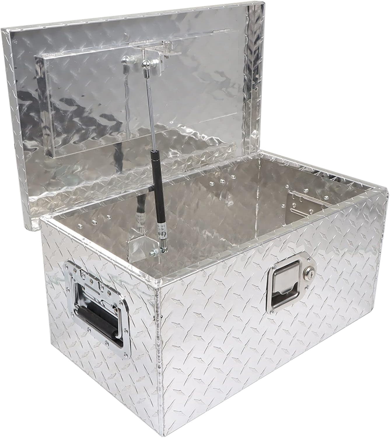 LABLT 20 Inch Aluminum Diamond Plate Tool Box Organizer Silver With Lock Key