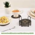 thumbnail image 6 of BZSMCE 6Pcs Drink Coasters With Holder 3.94Inch Design Black and Gold Flower Pattern Creative Coil Coaster Coasters Colors Absorbent Coasters for Drinks Coasters Set Thicken Heat for Home Table, 6 of 7