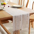 thumbnail image 4 of Rustic Table Runner with Tassels, Boho Table Runners, Farmhouse Table Runner for Holiday Party Home Decor Bohemian Dining Wedding-Gray, 13x79 Inches, 4 of 7
